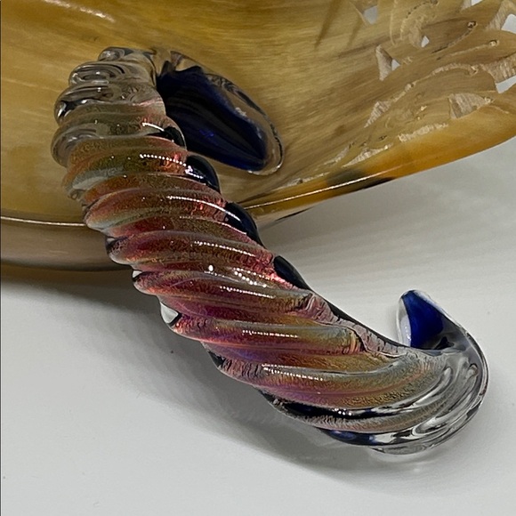 Hand Blown Swirl Ribbed Glass Cuff - Picture 9 of 13